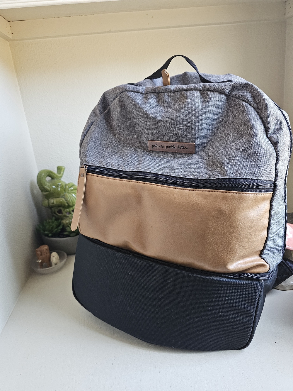 Petunia Pickle Bottom Diaper  Backpack - Gray, Tan, Black